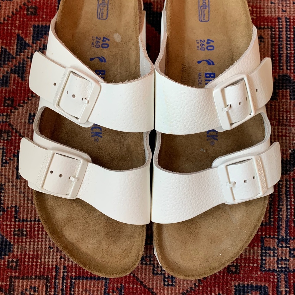 Birkenstocks, white Arizona sandals, size 40